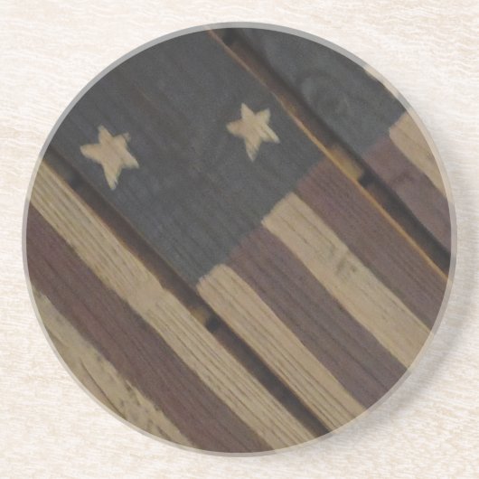 primatief hout - amerikaanse vlag : rood , wit , b zandsteen onderzetter (Voorkant)