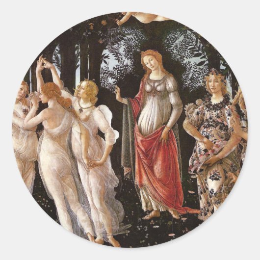 Primavera, Botticelli Ronde Sticker (Voorkant)