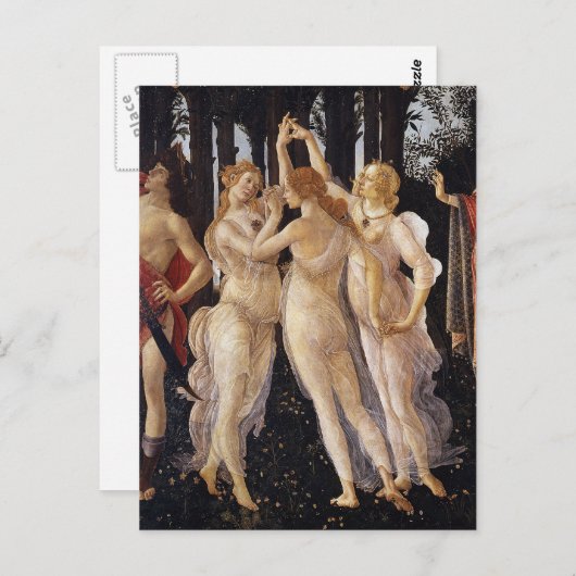 Primavera, Drie Graces, van Sandro Botticelli Briefkaart (Voorkant / Achterkant)