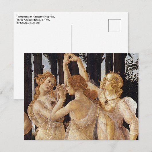 Primavera, drie graties van Sandro Botticelli Briefkaart (Voorkant / Achterkant)