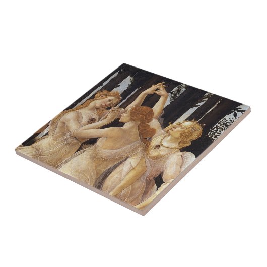 Primavera, drie graties van Sandro Botticelli Tegeltje (Zijkant)