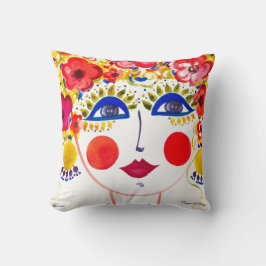 Primavera - Gypsy Garden Girl Cotton Pillow Kussen