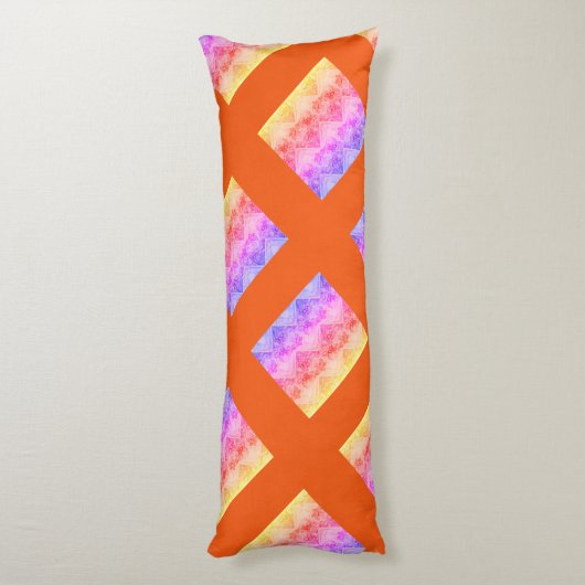 Primavera kleurig geel oranje roze patroon lichaamskussen (Achterkant (Verticaal))