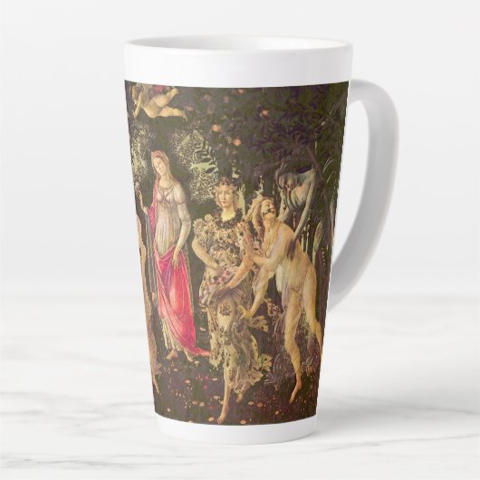 Primavera, Leerlente van Sandro Botticelli Latte Mok (Rechterhoek)