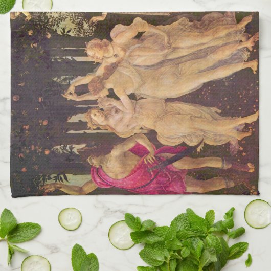 Primavera, Leerlente van Sandro Botticelli Theedoek (Gevouwen)