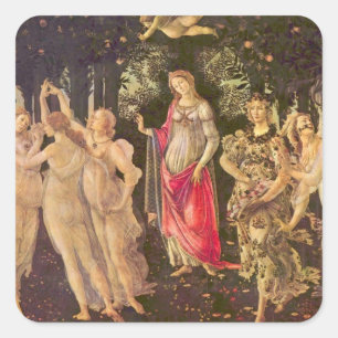 Primavera, Leerlente van Sandro Botticelli Vierkante Sticker