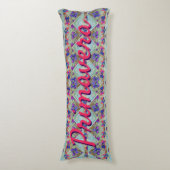 Primavera paars blauw roze patroon lichaamskussen (Voorkant Verticaal)