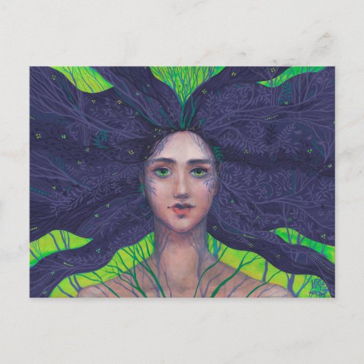 Primavera Spring Goddess Fantasy Surreal Portret Briefkaart (Voorkant)