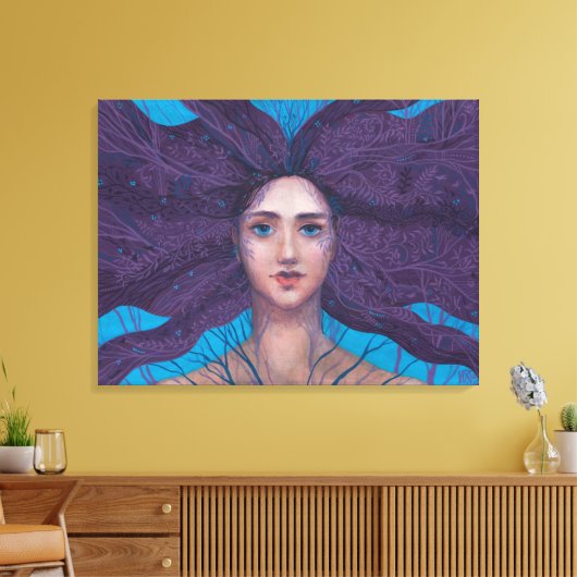 Primavera Spring Goddess Fantasy Surreal Portret Canvas Afdruk (Insitu (Woonkamer))