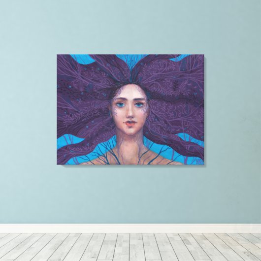 Primavera Spring Goddess Fantasy Surreal Portret Canvas Afdruk (Insitu (Houten vloer))