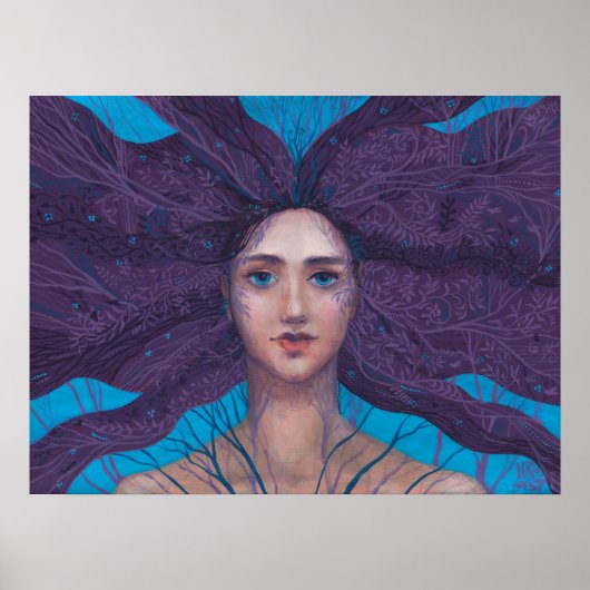 Primavera Spring Goddess Fantasy Surreal Portret Poster (Voorkant)