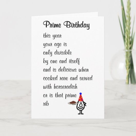 Prime Birthday A Funny Happy Birthday Poem Kaart (Voorkant)