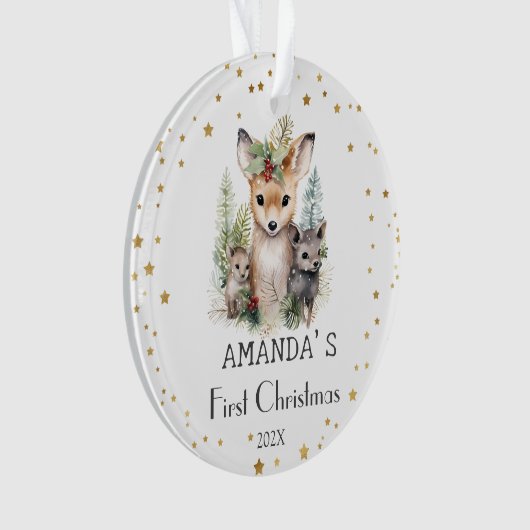 Primer Acrilico de Woodland de Navidad Ornament (voorkant)