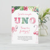 Primer Añito Flamenco | 1e verjaardag Flamingo Kaart (Staand voorkant)