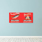 Primer Brand Salmon Label- Seattle, WA Canvas Afdruk (Insitu (Houten vloer))