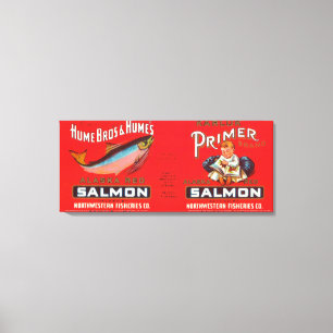 Primer Brand Salmon Label- Seattle, WA Canvas Afdruk
