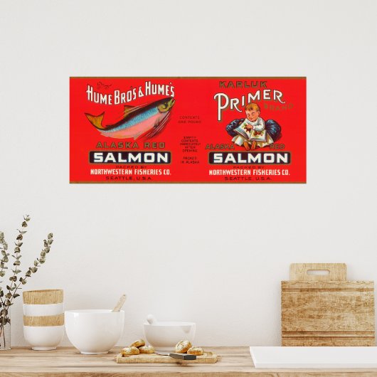 Primer Brand Salmon Label- Seattle, WA Poster (Keuken)