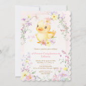 Primer Cumpleaños Pato de Goma Rosa para Niña Kaart (Voorkant)