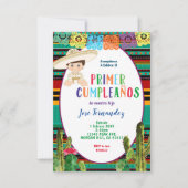 PRIMER CUMPLEANOS, Uno Fiesta Verjaardag Uitnodigi Kaart (Voorkant)