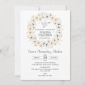 Primera Communie Witte Bloemen Eerste Communie Kaart (Voorkant)