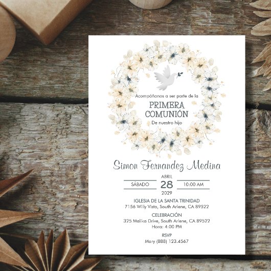 Primera Communie Witte Bloemen Eerste Communie Kaart