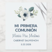 Primera Communie Witte Bloemen Eerste Communie Wijn Etiket (Enkel label)