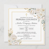 Primera Communie Witte Rozen Eerste Heilige Commun Kaart (Voorkant)