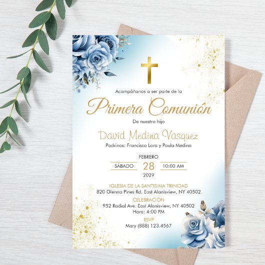 Primera Community Invitation Elegante Heilige Comm Kaart