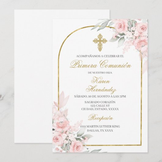 Primera comuión Spaans Kaart (Voorkant / Achterkant)