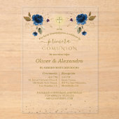  Primera Comunión Boys Twin First Holy Communion Acryl Uitnodigingen (Voorkant)