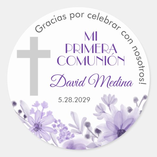Primera Comunion Cadeaus en Favorieten Eerste Comm Ronde Sticker (Voorkant)