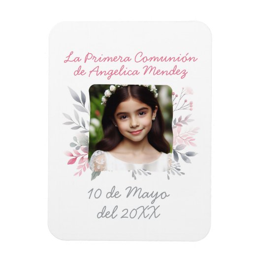Primera Comunión con Foto van Flores Spaans Magneet (Verticaal)