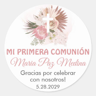 Primera Comunion in Spaanse Boho Eerste Communie Ronde Sticker