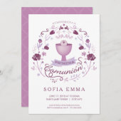 Primera Comunión Invitación - Spaans, Meisje Kaart (Voorkant / Achterkant)