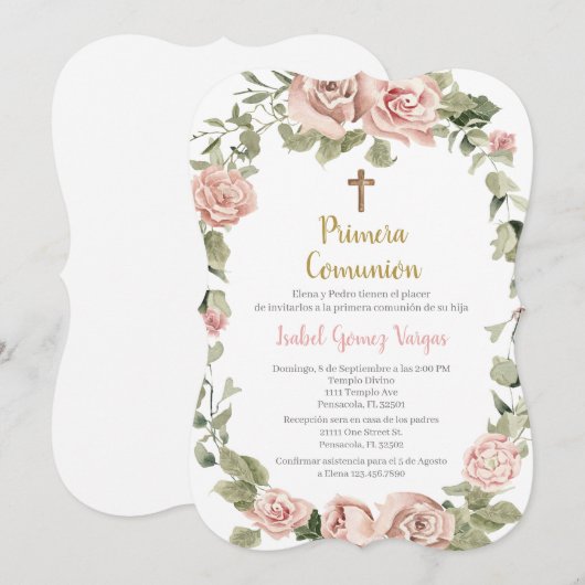 Primera Comunión para niña Kaart (Voorkant / Achterkant)