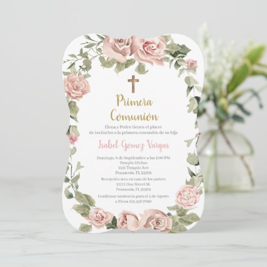 Primera Comunión para niña Kaart (Staand voorkant)