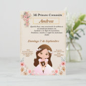 Primera Comunión para niña  Kaart (Staand voorkant)
