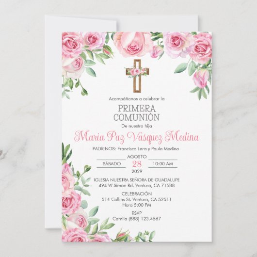 Primera Comunion Uitnodiging Eerste Heilige Commun (Voorkant)