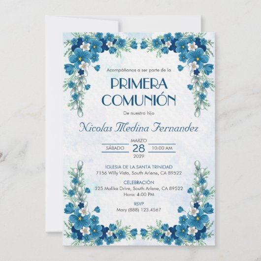 Primera Comunion Uitnodiging Eerste Heilige Commun (Voorkant)