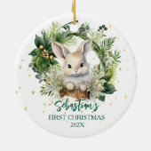 Primera temporada de Greenery Bunny Keramisch Ornament (Achterkant)