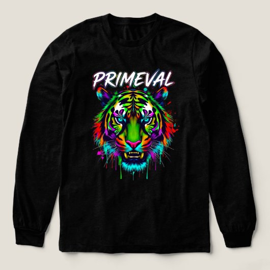 Primeval Neon Tiger Bella+Canvas Tri-Blend Long Sl Shirt (Voorkant)