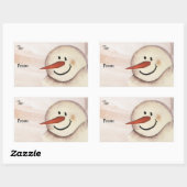 Primitief acrylgekleurd Snowman-kerstLabel Rechthoekige Sticker (Vel)
