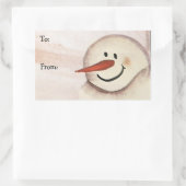 Primitief acrylgekleurd Snowman-kerstLabel Rechthoekige Sticker (Tas)
