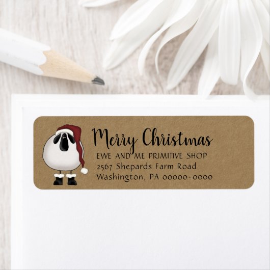 Primitief adres kerstnamedapier etiket (Insitu)
