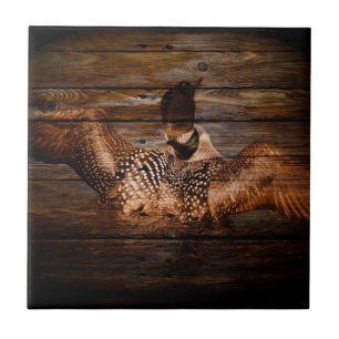 Primitief Barn wood Western Land watervogel Tegeltje