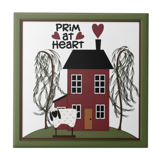 Primitief bij de Heart Country Sheep & House Tegeltje (Voorkant)