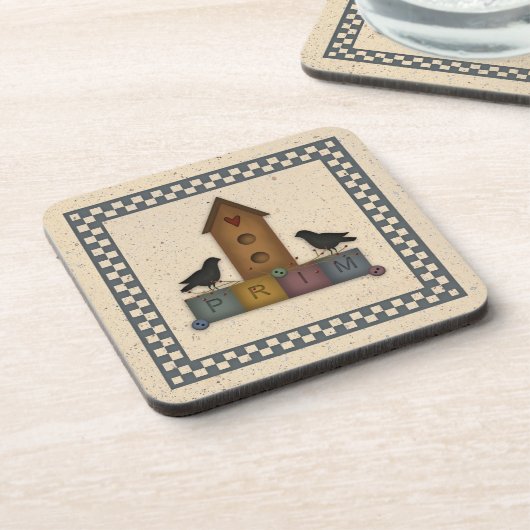 Primitief Birdhouse Cork Onderzetter (Linkerzijde)