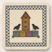 Primitief Birdhouse Cork Onderzetter (Voorkant)