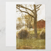 Primitief Boerderij rode kool bij landbomen in de Briefpapier (Voorkant / Achterkant)