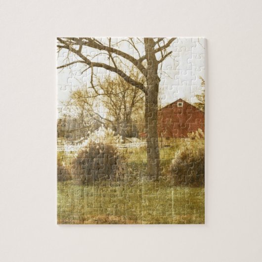 Primitief Boerderij rode kool bij landbomen in de Legpuzzel (Verticaal)